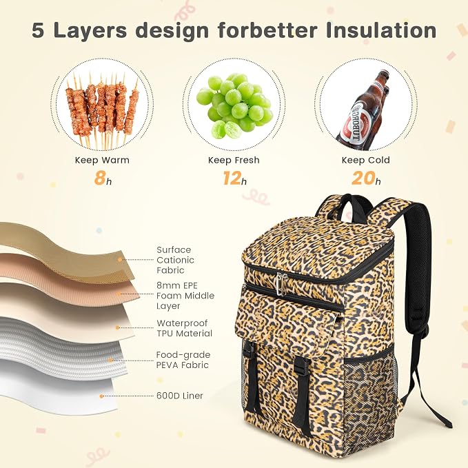Cooler Backpack Soft Insulated Leak Proof 30 Cans Insulated Backpack Cooler - Image 5