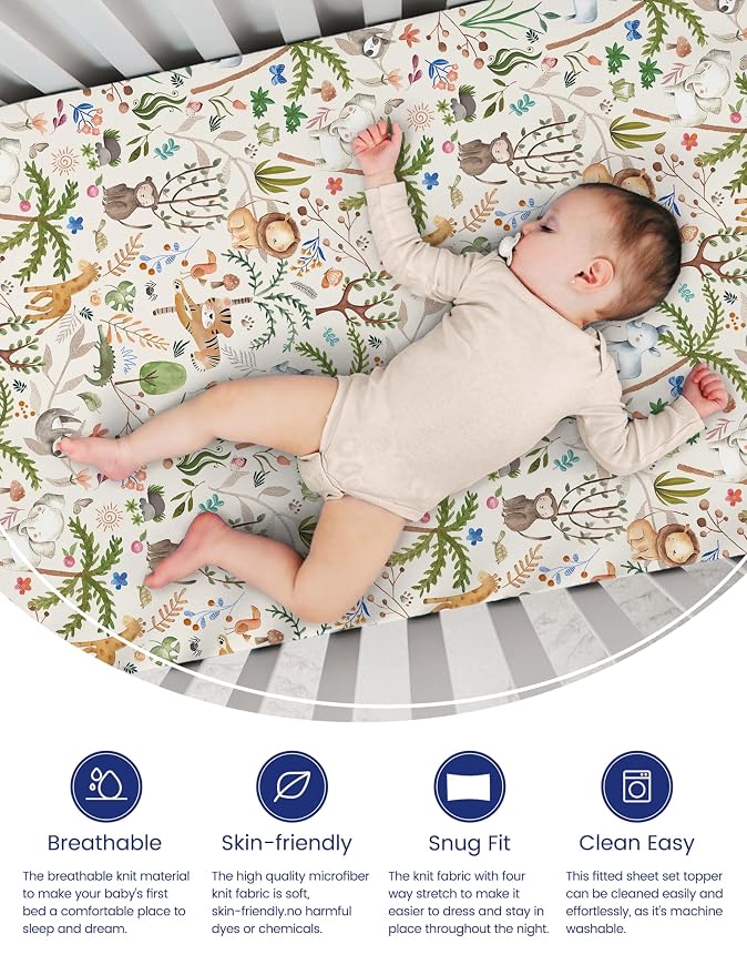 TotAha Premium Soft Graco Pack n Play Sheets Fitted, Super Stretchy Jersey Knit - Image 2