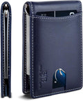 SERMAN BRANDS RFID Blocking Slim Bifold Genuine Leather Minimalist Front Pocket by SERMANBRANDS