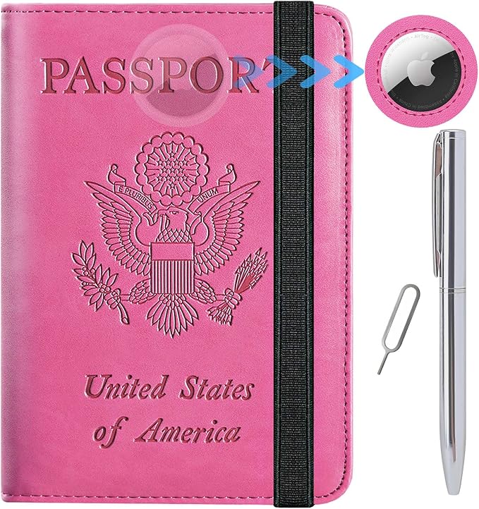 Airtag Passport Holder Cover Wallet Travel Essentials RFID Blocking Leather by PASCACOO