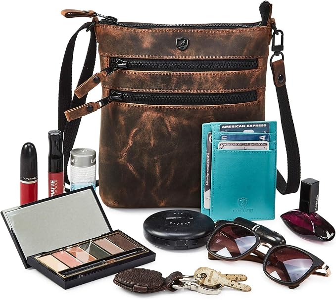 Crossbody Sling Bag for Women Small Real Leather Purse Vintage Travel Crossover - Image 6
