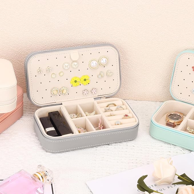 DesignSter Travel Jewelry Box, PU Leather Portable Jewelry Case, Small Jewelry - Image 5