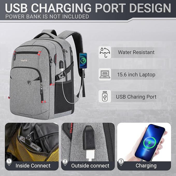 40L Expandable Laptop Backpack, Anti-thief Travel Backpack - Image 6