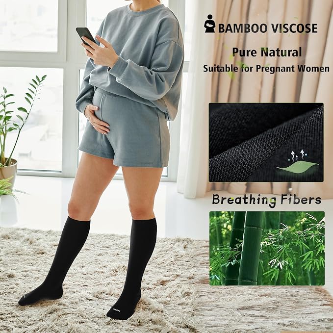 LEVSOX Compression Socks for Pregnant Women 20-30 mmHg Knee High Cute Funny - Image 5