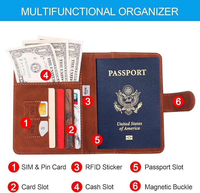 Passport Holders, RFID Blocking Credit Card Holder, PU Leather Passport Holders - Image 6