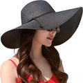 DRESHOW Beach Hats for Women Big Straw Wide Brim Summer Hat Floppy Foldable by DRESHOW
