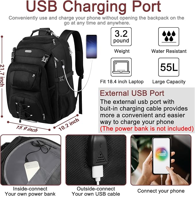 Extra Large Laptop Backpack for Travel, College & Work, TSA Friendly Commuter - Image 2