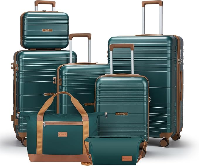 Luggage Sets with spinner wheels, PC+ABS Hard Shell Travel Luggage, Lightweight by Unknown
