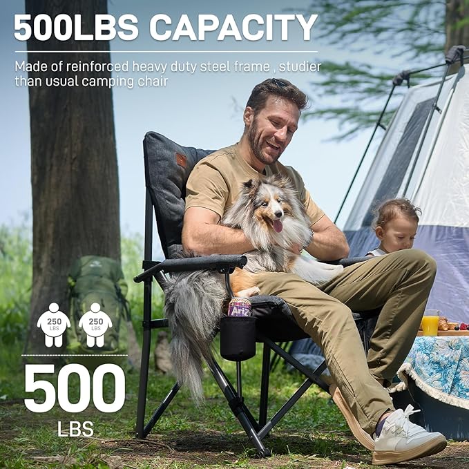 EVER ADVANCED Padded Oversized Folding Camping Chair - Image 4