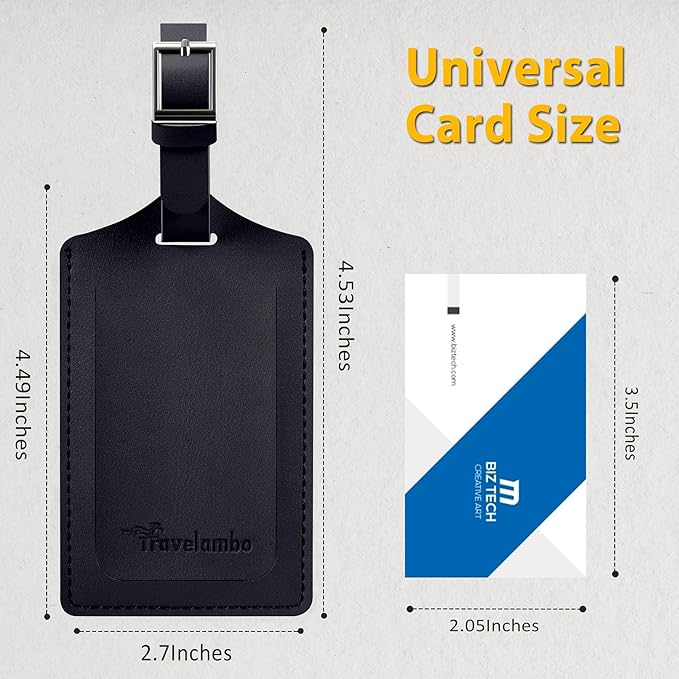 8 Pack Leather Luggage Travel Bag Tags by Travelambo - Image 2