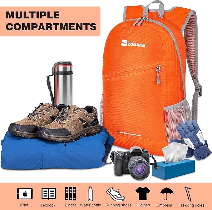 ZOMAKE Lightweight Packable Backpack 20L, Foldable Backpacks Small Daypack - Image 3