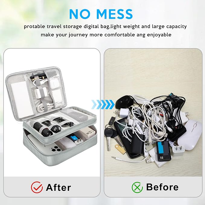 Electronic Organizer Travel Case, Travel Cord Organizer Case Portable - Image 4
