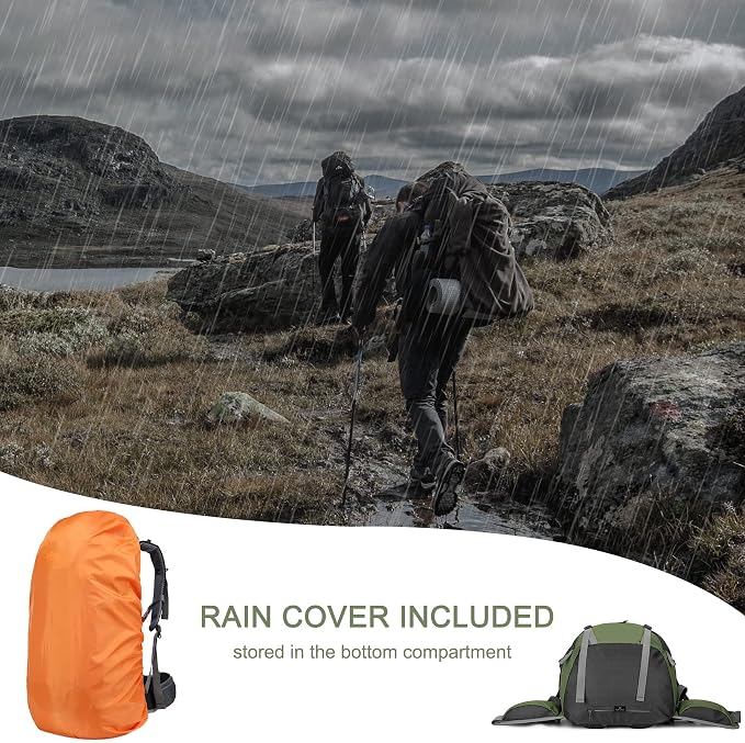 Loowoko 50L Hiking Backpack, Waterproof Camping Essentials Bag - Image 6