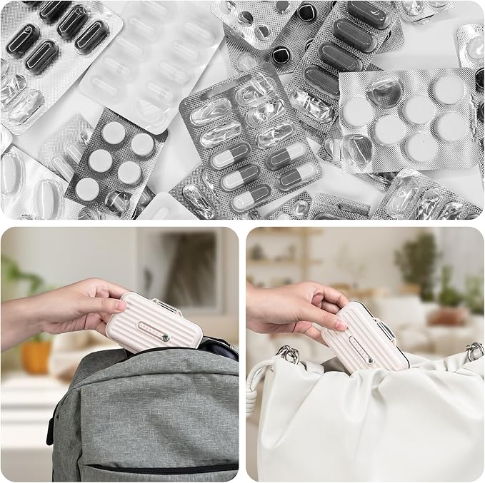 Travel Pill Organizer Box with Labels, 7 Compartments Portable Mini Pill Case - Image 7