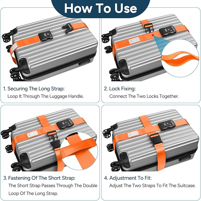 Travel Inspira Luggage Straps for Suitcases Travel Belt for Luggage TSA - Image 3