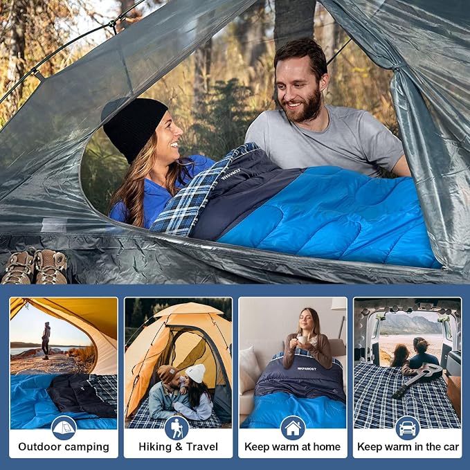 Double Sleeping Bag for Adults Machine Washable 2 Person Camping Sleeping Bag - Image 8
