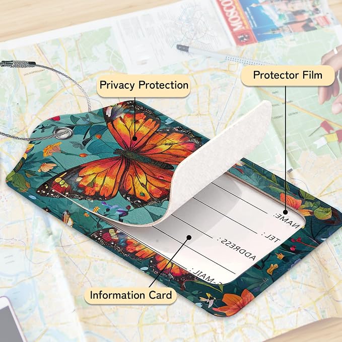 3 Pack Vintage Butterfly Wildflower Luggage Tags - Image 4