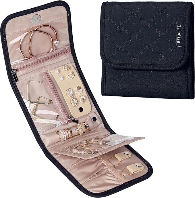 BELALIFE Travel Jewelry Case Organizer, Small Foldable Storage Roll by BELALIFE