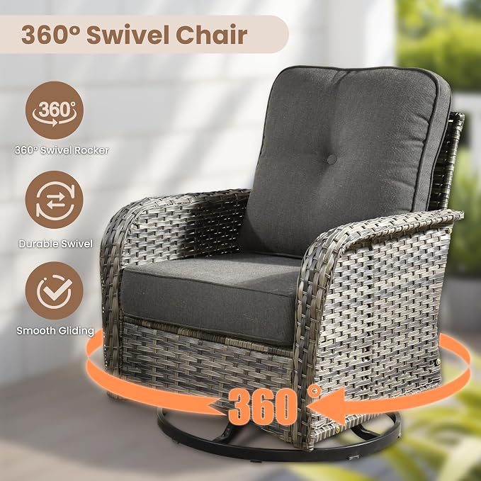HOOOWOOO Patio Furniture Set, 7 Pieces Outdoor Conversation Set, All Weather - Image 2