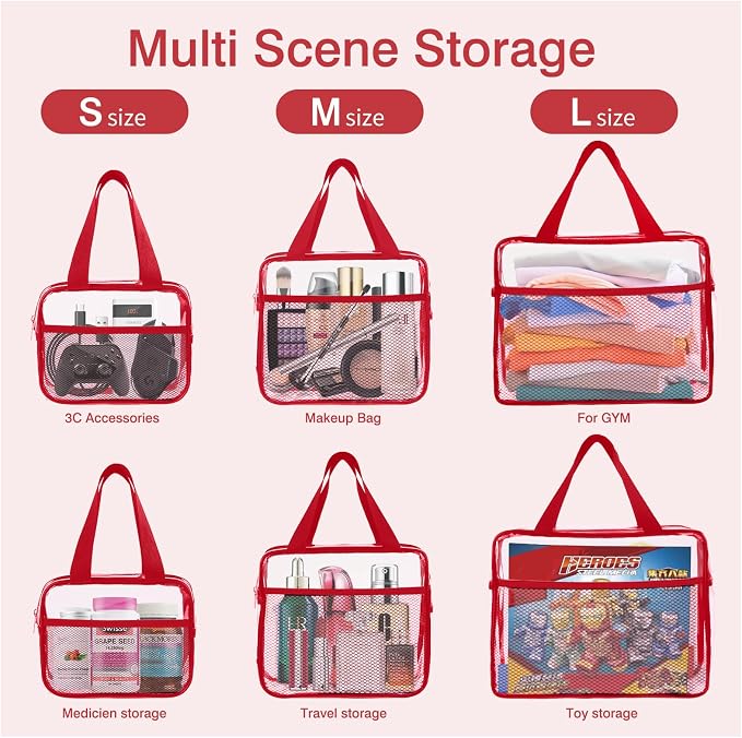 XEWEA Clear Travel Toiletry Bags, 3 Pack TSA Approved Transparent Makeup Bag - Image 4