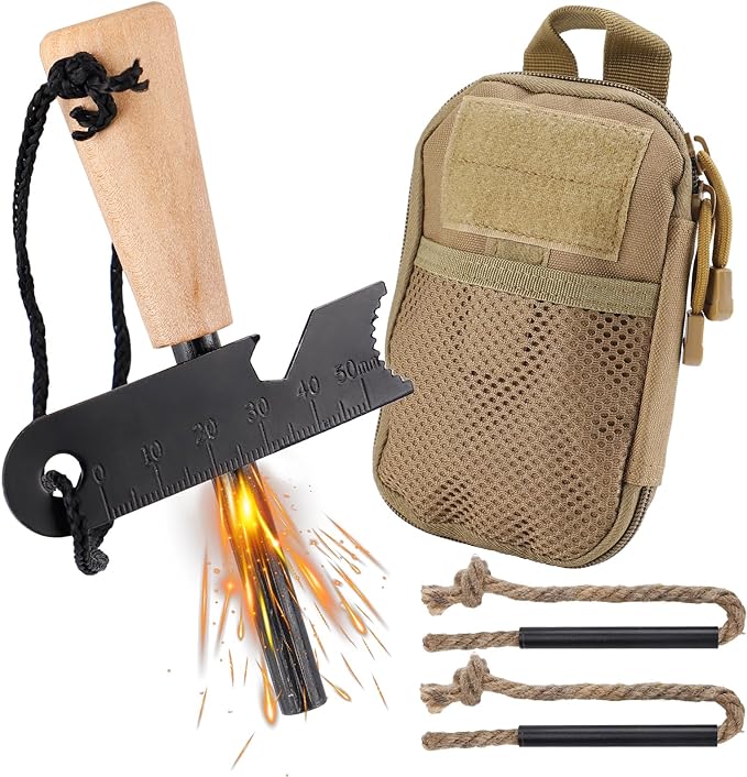 Fire Starter Survival Tool, Fire Starter Kit Includes Magnesium Rod, Steel by Acostop