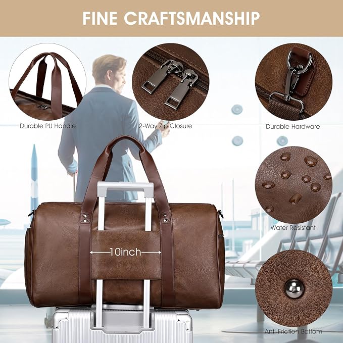 Wogarl 3PCS Faux Leather Weekender Bag - Image 5