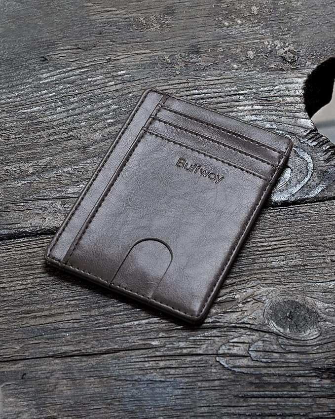 Buffway Slim Minimalist Front Pocket RFID Blocking Leather Wallets - Image 4