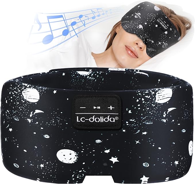 LC-dolida Sleep Mask with Bluetooth Headphones, Extra Large Silk Eye Mask by LC-dolida