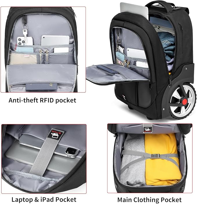 Rolling Backpack, Waterproof Backpack - Image 3