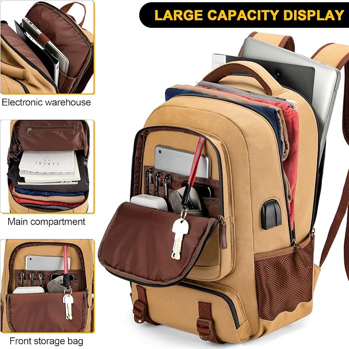 Tzowla Canvas Laptop Backpack, Bag - Image 4