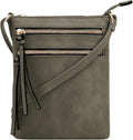 DELUXITY | Crossbody Purse Bag | Functional Multi Pocket Double Zipper Purse | by Deluxity