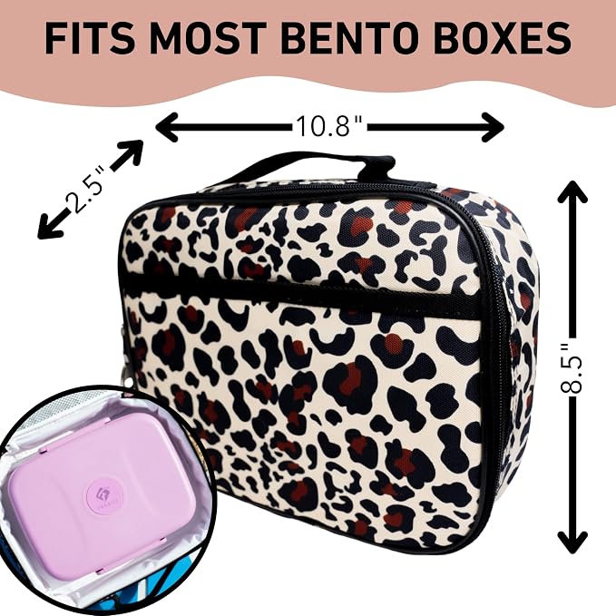 Fenrici Cheetah Kids Lunch Box for Girls, Teens Insulated Lunch Bag, Soft Sided - Image 5