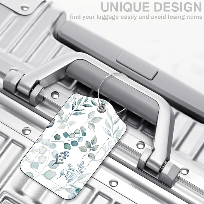 2 Pcs Green Eucalyptus Leaves Luggage Tags - Image 5