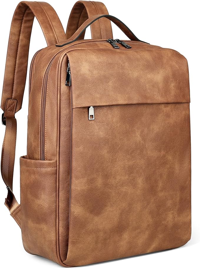 MASINTOR 15.6 inch PU Leather Laptop Backpack Purse by MASINTOR