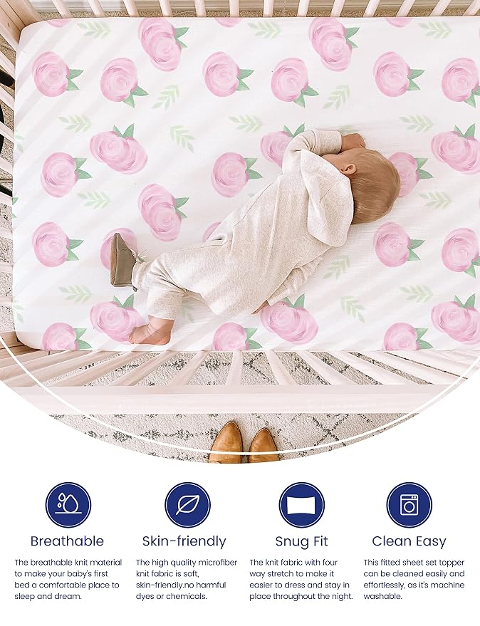 TotAha Premium Stretchy Crib Sheets-Hypoallergenic, Silky Comfort, Buttery Soft - Image 2