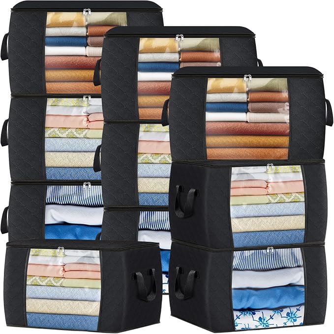 Fab totes 24 Gallons Clothes Storage, Foldable Thick Fabric Blanket Storage Bags by Fabtotes