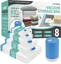 Travel Vacuum Bags with Electric Pump, 8 Pack Vacuum Travel Bags by CozyEssential