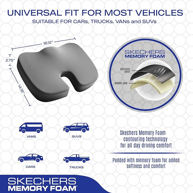 Skechers Memory Foam Seat Cushion, Office Chair Cushion - Image 5
