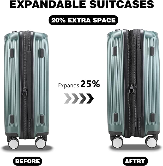 Luggage Sets 2 Piece, 20/28 Inch Lightweight Expandable PC Hardside Durable - Image 3