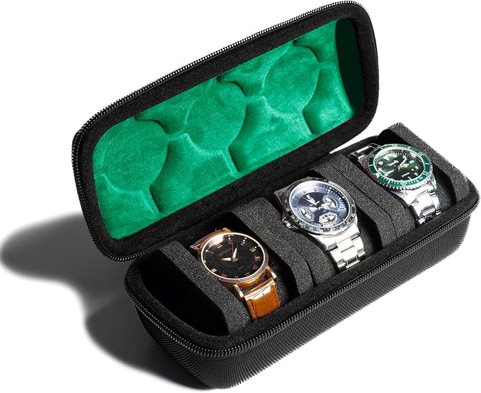Hard Watch Travel Case, 3 slots Watch Roll Case Storage and Organizer by AUKURA