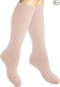 Cotton Compression Socks for Women & Men. 15-20 mmHg Support Knee-High Nude M/L by SocksLaneCompression
