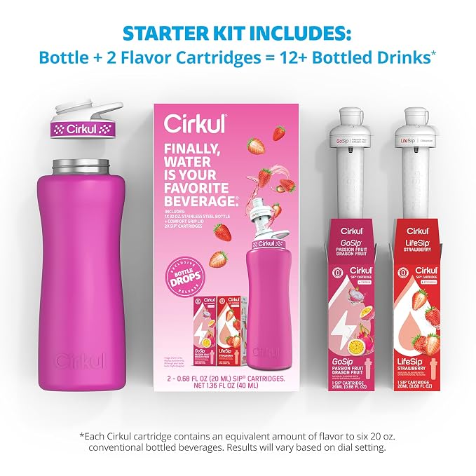 Cirkul 32oz. Hot Pink Stainless Steel Water Bottle Starter Kit - Image 3