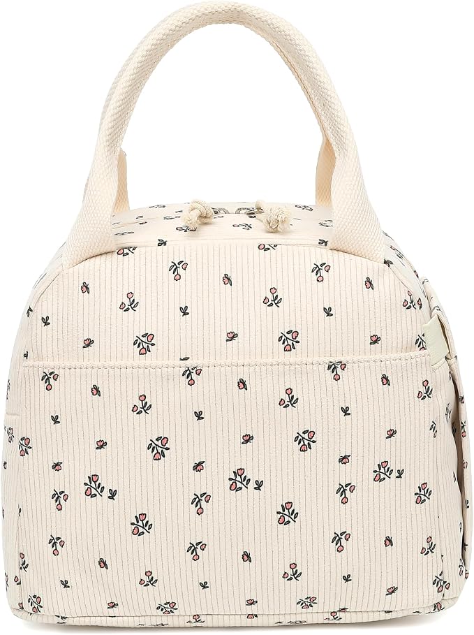 Bluboon Lunch Bag for Women Men Cute Corduroy Lunch Tote Bags Reusable - Image 8