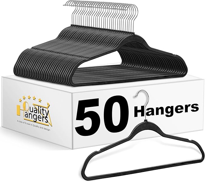 Quality Hangers 50 Pack Slim Plastic Hangers by QualityHangers