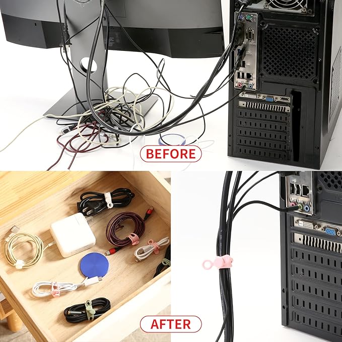 UMUST Silicone Cable Ties, Reusable Cable Management Organizer, Cord Tie - Image 4