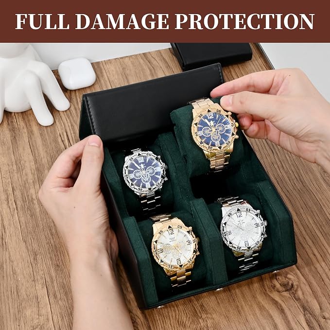 Watch Roll Travel Case for 4 Watchs Storage and Organizer-Secure Storage - Image 3