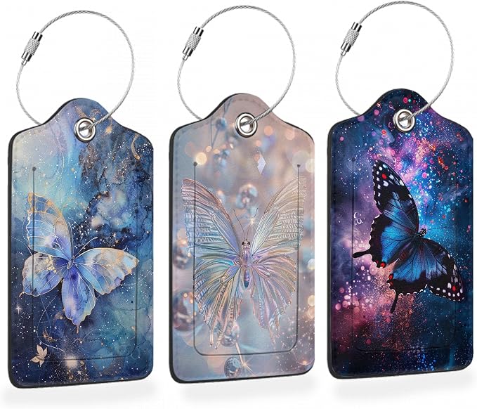 Starlit Crystal Butterfly PU Leather Luggage Tags by Losthll
