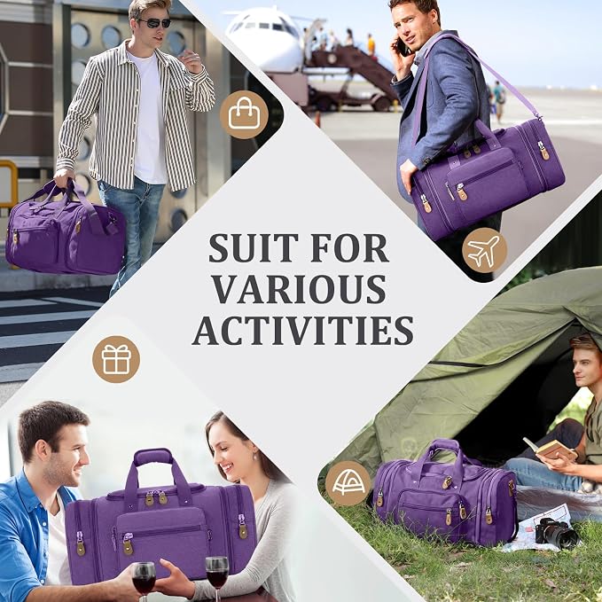 Gonex Canvas Duffle Bag for Travel 50L Expandable Duffel Weekend Overnight Bag - Image 7
