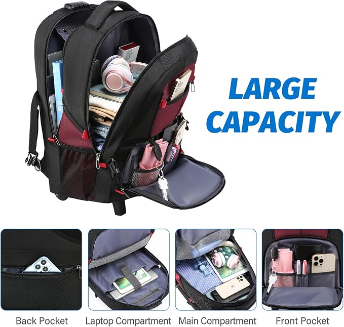 LOVEVOOK Rolling Laptop Backpack - Image 3