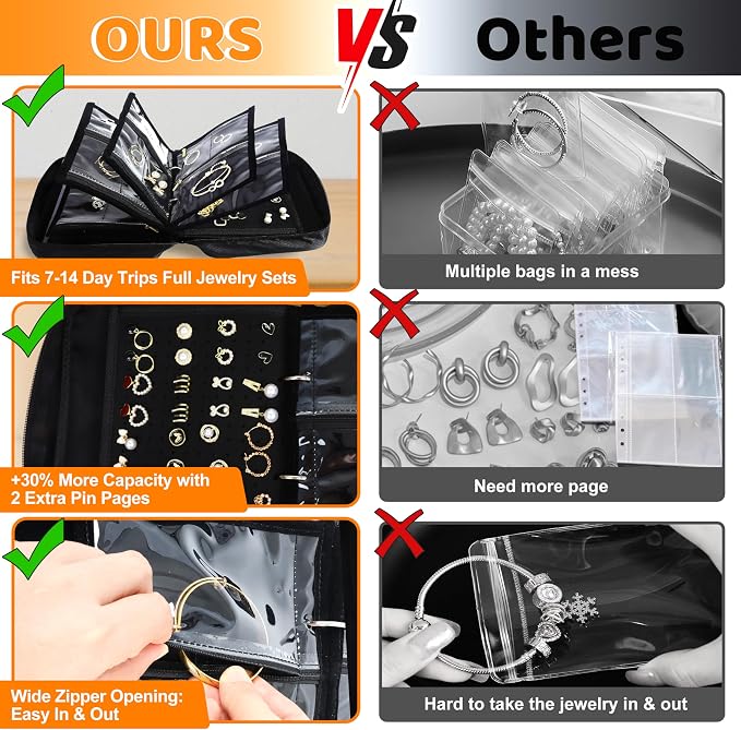 Meneng Travel Jewelry Case Organizer: Jewelry Bags Storage Book Binder - Image 4